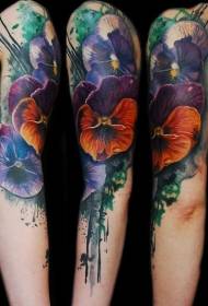 shoulder realistic watercolor style floral tattoo pattern