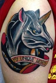 shoulder color old school style ແບບ tattoo unicorn