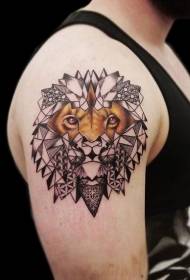 nezvyčajný dizajn farebného poloreálneho polopripraveného tetovania leva