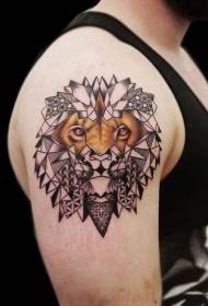 tatuaggio leone semi-decorativo semi-reale dal design insolito di colore