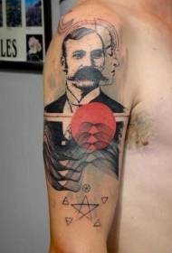 plecu krāsa sirmgalvis glezna noslēpumains vīrietis Portreta tetovējums