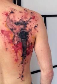 abaga nga orihinal nga gipintalan dako nga litrato sa tattoo sa gitara