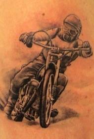 肩棕色賽車摩托車紋身圖案