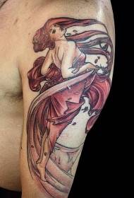 spalla tipica illustrazione di stile di tatuaggi di donna