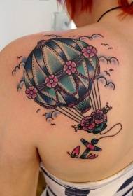 рамена стара школа боја врући ваздух балон слика тетоважа
