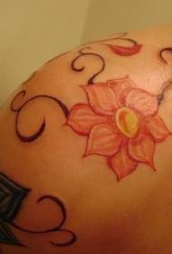 λουλούδι ώμου λουλούδι αμπέλου τατουάζ εικόνα
