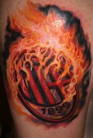Shoulder Colour Burning Club Emblem Tattoo Model