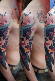 patrón de tatuaje de ombreiro de estilo xeométrico de cor masculina