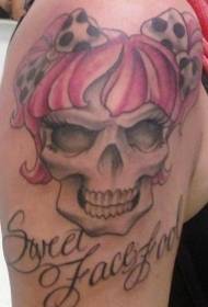 modello di tatuaggio teschio ragazza spalla colore