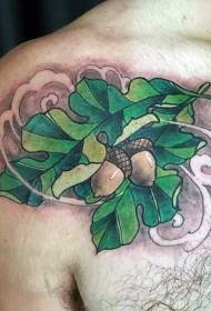 Model de tatuaj din frunze de stejar colorate natural
