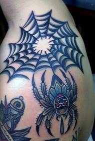 zepòl ansyen lekòl koulè spider web modèl tatoo
