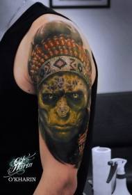 Tatouage de zombie indien effrayant couleur épaule