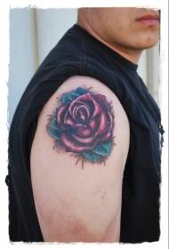 skulderfarge enkelt håndmalt lite Rose tatoveringsbilde