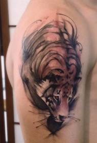 épaule modèle de tatouage tigre couleur d'encre de style chinois