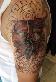 niedokończony półkolorowy wzór tatuażu starożytnego czarodzieja