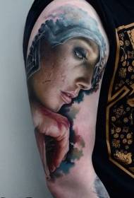 axel färg blodiga kvinna porträtt tatuering mönster