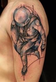 dibujo estilo color gran astronauta tatuaje patrón