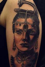 novo estilo colorido ombros vintage mulheres retrato tatuagem