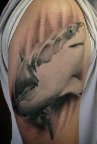 patrón de tatuaxe de tiburón gris estilo negro realista