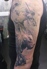 Antik grekisk mytologi-tema krigare tiger tatuering mönster