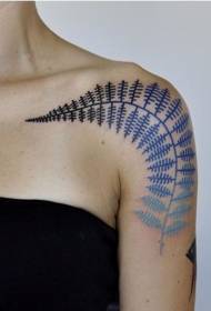 shoulder simple color fern leaf tattoo pattern