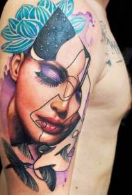 ramena barva ženska portretni tatoo vzorec
