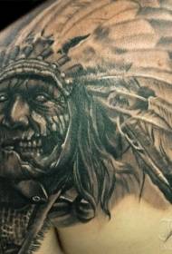 На плячы шэры зомбі індыйскі шаблон татуіроўкі