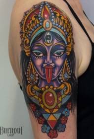 Старая школа стиль цвета татуировки индуистской богини