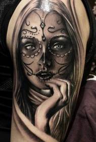 leg cute gray ink death girl tattoo pattern