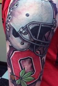 tatuaggio del casco da football americano colorato in stile new school