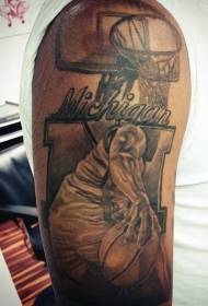 cadro de tatuaxe temático Brown Michael Jordan