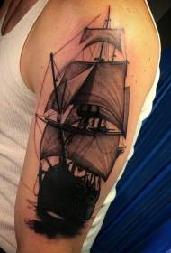 männlech Schëller schwaarz gro grousst Segele Tattoo Muster