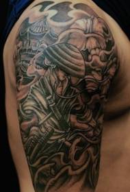 Caj npab lub tsev kawm qub asian rog paj thiab tsev tattoo qauv