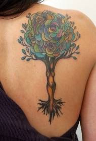 Female shoulder color big tree tattoo pattern