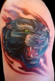 плече колір старої школи леопард голова татуювання візерунок