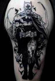 肩膀黑色蝙蝠俠和蝙蝠紋身圖片