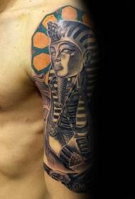 Realistiese kleure van gekleurde Egiptiese standbeeld Tattoo Picture