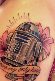 immagine tatuaggio spalla femminile R2D2 colore tatuaggio robot