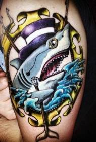 Schulter Farbe Funny Gentleman Shark Tattoo Pattern