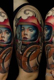 ombro cor feminino astronauta avatar tatuagem padrão