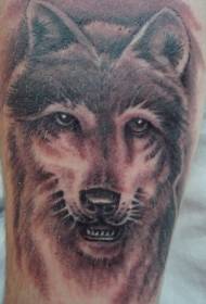 Schouder bruin wolf hoofd tattoo patroon