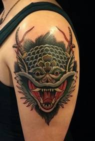 Schulter neue japanische Farbe Monster Mask Tattoo