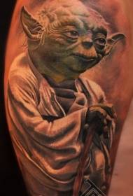 Star Wars Yoda tattoo-patroon in realistische stijl