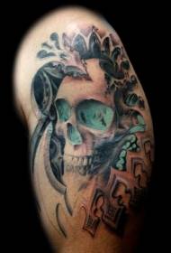 moderne stil farverig kranium tatoveringsmønster