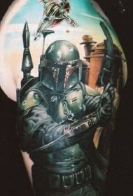 Shoulder realistic realistic future soldier Boba Fett tattoo pattern