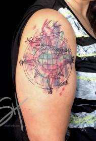 плече води колір глобус татуювання візерунок