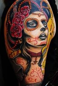το χρώμα του ώμου κορίτσι θάνατο εικόνα του τατουάζ