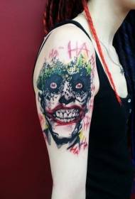 Schulterfarbe Horrorfilm Lächeln Clown Tattoo Bild