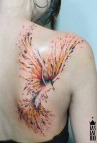 ramena vodena boja vode Phoenix uzorak tetovaže
