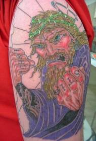 vállszín dühös Jézus tetoválás minta